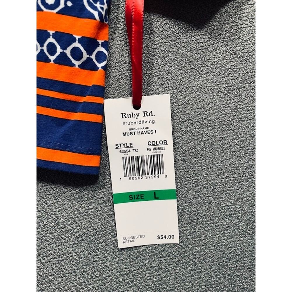 Ruby Rd NWT Colorful Mixed Print Tunic Top L Coastal Resort Cruise Travel - Picture 3 of 9